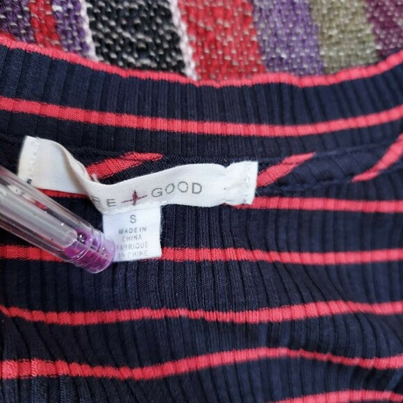 Anthropologie Pure + Good Womens Miranda Striped T-Shirt Small Scoop Neck Ribbed - Picture 4 of 7